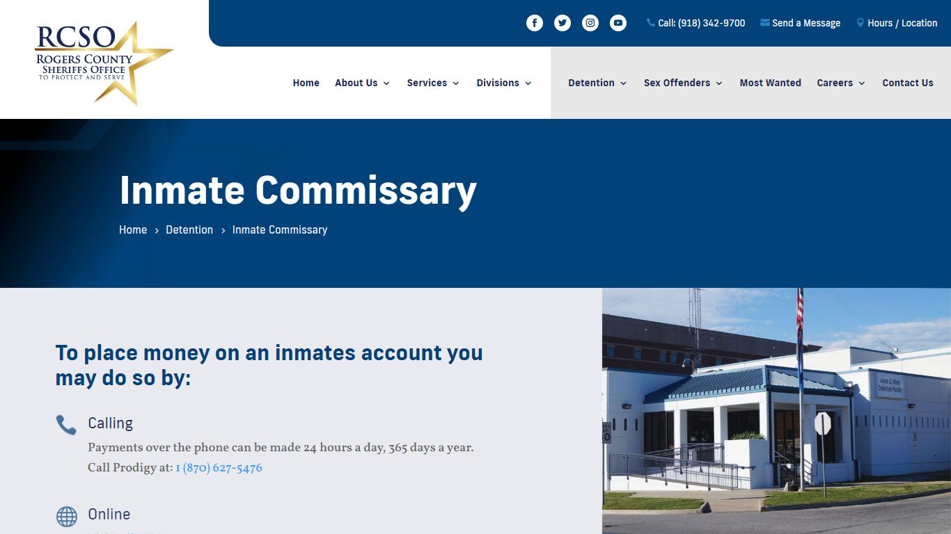 Inmate Commissary | Rogers County Sheriff's Department